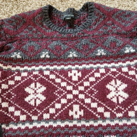 Ann Taylor Women's Wool Blend Sweater - Burgundy and Gray - Size M - Picture 8 of 8